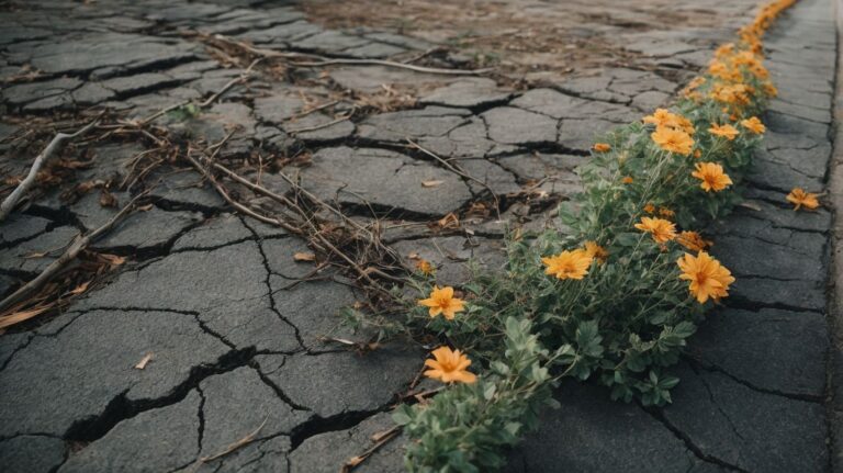 Cracked dry earth with a vibrant orange flower growing through the fissures, symbolizing resilience and recovery in drug detox and rehab journeys.