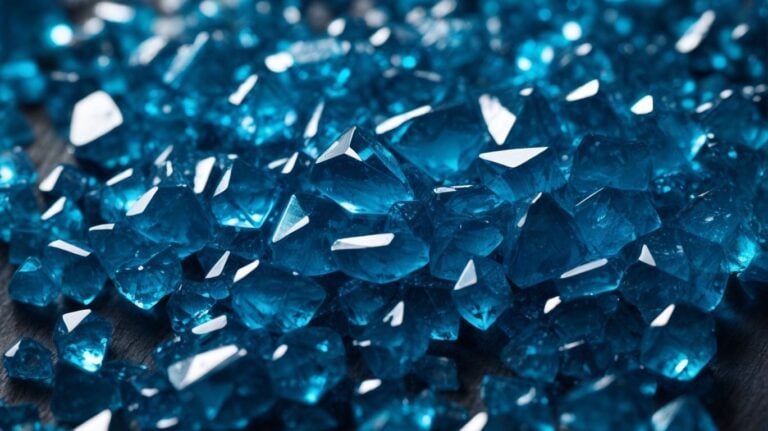 Vibrant blue crystalline drug particles used in detox and rehabilitation process at a drug rehab facility.