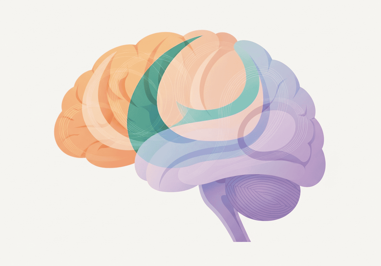 A colorful, abstract illustration of a human brain highlighting mental health and neurological recovery in addiction treatment.